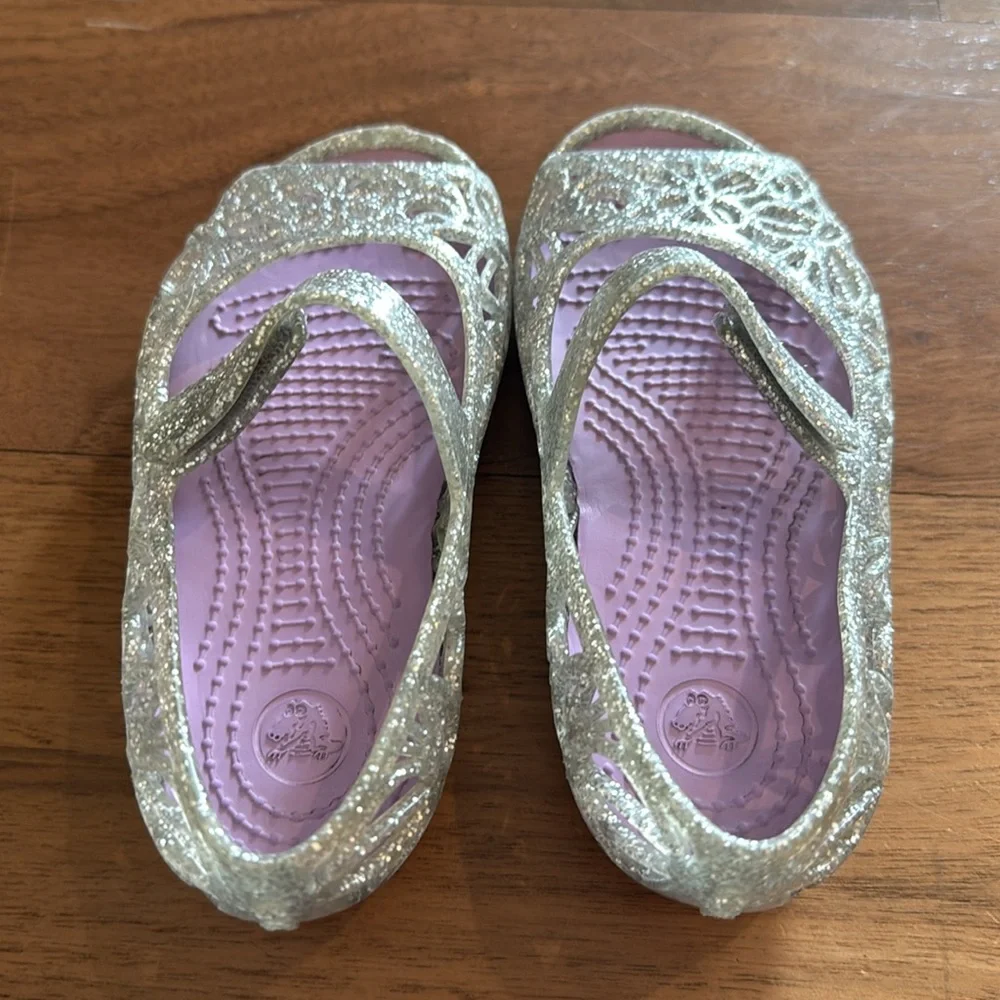 Crocs Isabella jelly shoe silver glitter size 8 toddler